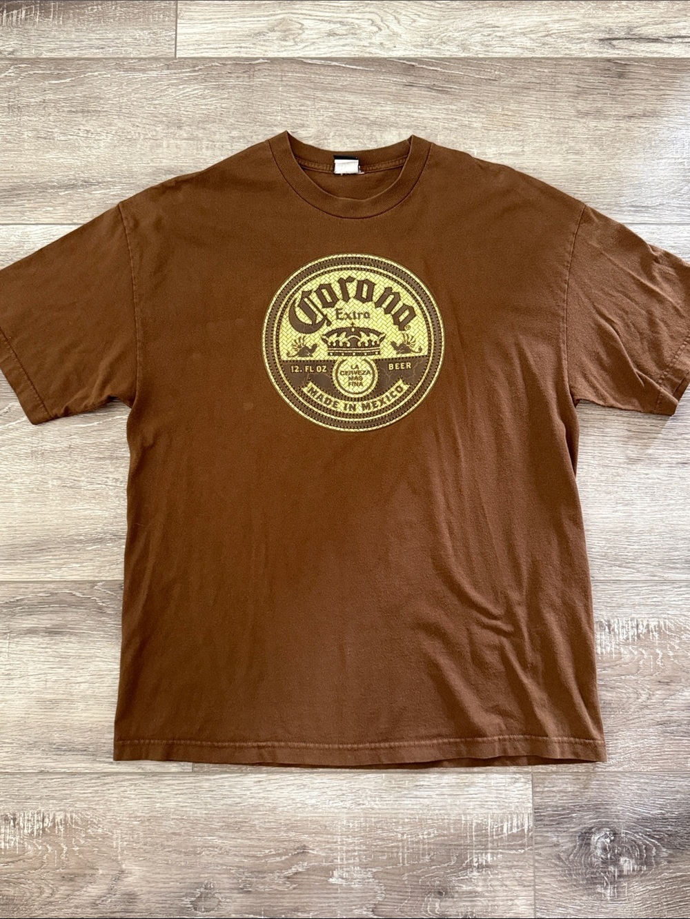 Corona Brown T-Shirt with Yellow Logo - Men's Short Sleeve Tee